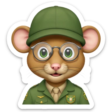 humaniod mice with a scout hat with glasses green uniform sticker