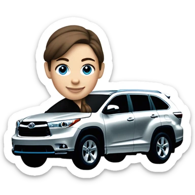 Girl with brown hair and blue eyes driving grey 2015 Toyota Highlander  sticker
