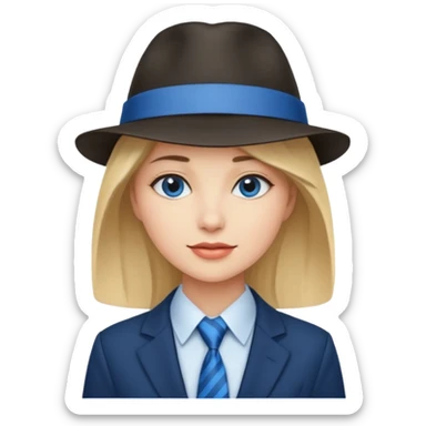 womwn with hat and blue ties sticker