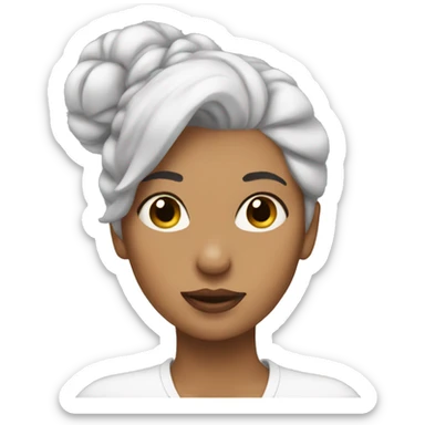 woman with white hair in a bun sends a kiss  sticker