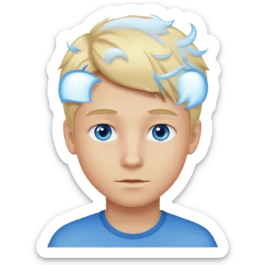Emoji chlopak z blond włosami które będą rozsztrzepane i niebieskimi oczami sticker