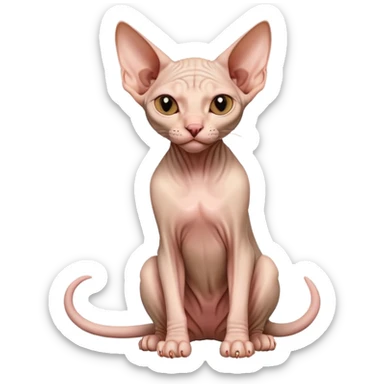 hairless sphynx cat full body sitting winking sticker