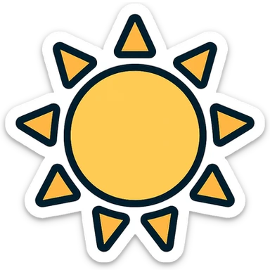 sun with sunlight shining at its side sticker