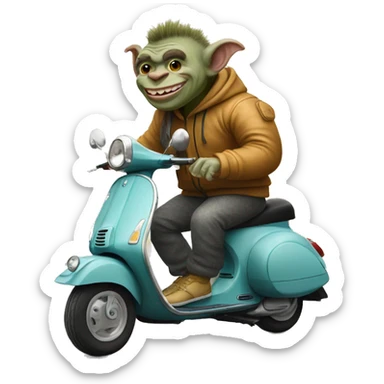 Troll on a vespa wearing a tracksuit  sticker
