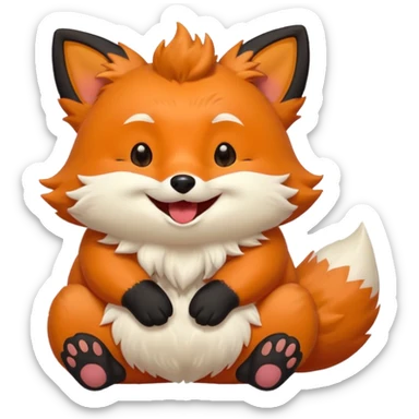 Floofy the Creampuff fox blackish away laughing, chubby. Black paws orange color sticker