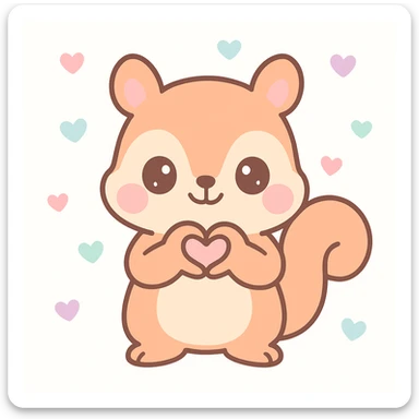 a cute squirrel making a heart shape with its hands, modern friendly style sticker