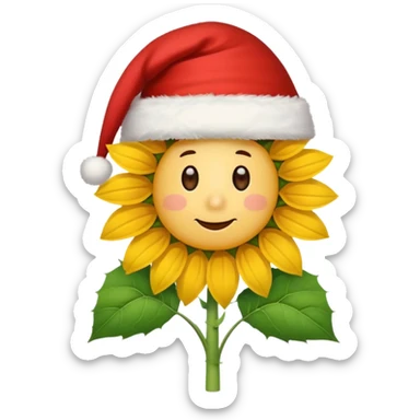 A sunflower wearing a Santa hat sticker