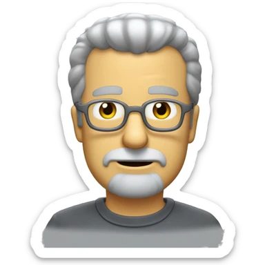 generate image of me with short grey cut hair, without mustache and a shadow of gray beard  in the style of Matt Groening, creator of the Simpsons cartoons sticker