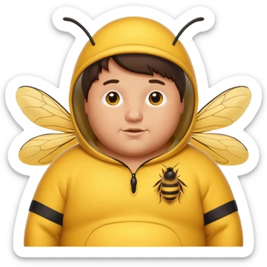 Chubby brunette guy in bee suit  sticker