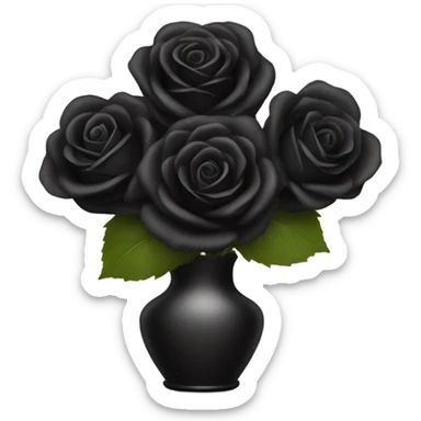 Black rose bouquet in vase sticker
