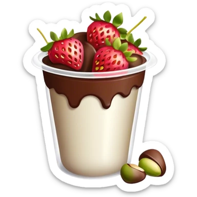 Chocolate covered Strawberries with pistachios in a plastic cup sticker