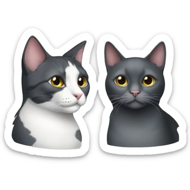 tuxedo cat and gray cat sticker