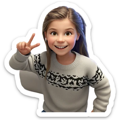 smiling girl in cozy sweater sticker
