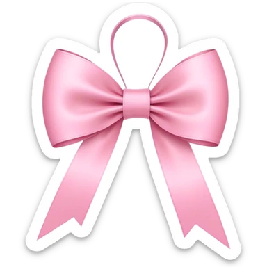 Super ultra-thin and stretched ribbon bow, as narrow as possible, single loop, no extra loops, no fluffy or rounded shapes, only one long and sleek ribbon, delicate, minimalist, NO DOUBLE LOOPS, NO THICKNESS, ONLY A SINGLE SLIM LINE pink sticker