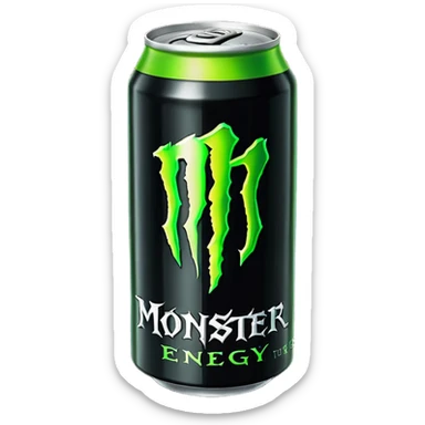 Monster energy Black can with green logo  sticker