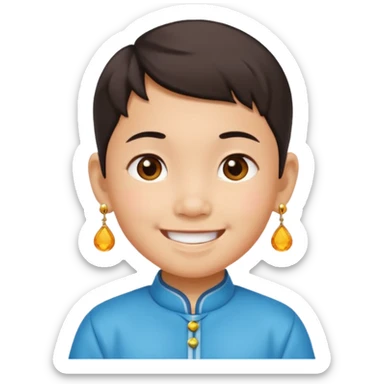 zesty short chinese kid with earings sticker