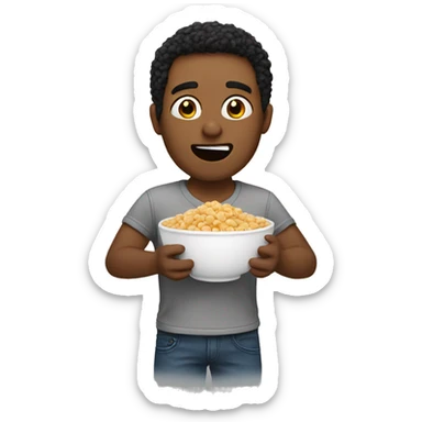 A guy eating cereal sticker