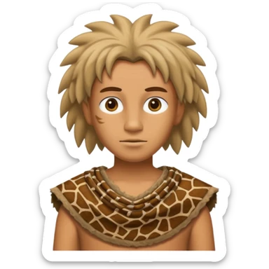 a simson wearing ancient animal skin cloth, half body, icon sticker