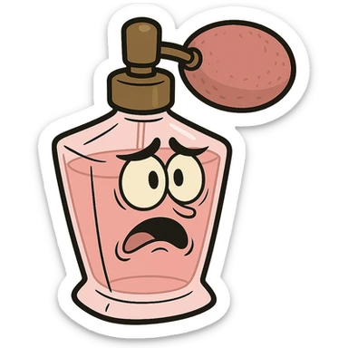 pink perfume bottle in flat toon style sticker
