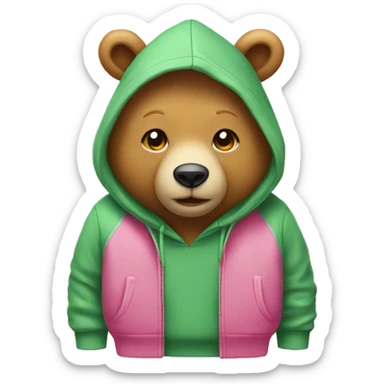 honey bear with hoodie green and pink  sticker