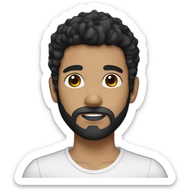 boy with brown eyes big nose black hair and black beard and white boty sticker