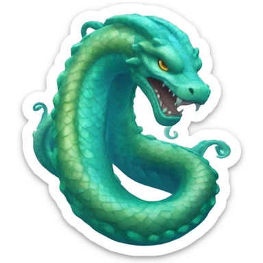 Christian Mythical serpent leviathan in 🌊 with blue horns sticker