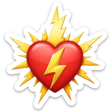 Heart with 13 point lightning bolt in the middle sticker