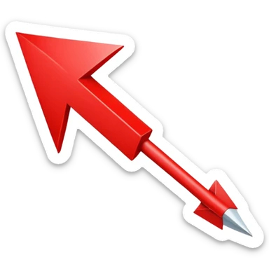 A simple, bold red downward arrow with clean edges, solid fill, and a modern emoji-like style. The arrow points straight down, with a thick shaft and a wide triangular tip. sticker