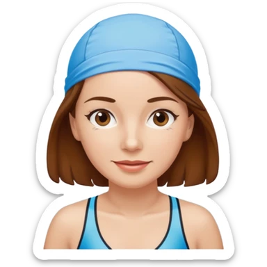 a femela swimming coach with shoulder lengt brown hair and a friendly face - a little older early 50s sticker