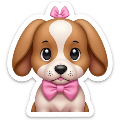 A small Pluto dog facing forward with pink bow on left ear sticker