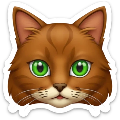 eine braune flauschige niedliche katze mit grünen augen die augen sollen nicht leuchten sondern matt sein  sticker
