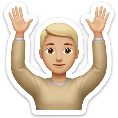 Una persona levantando los brazos y que en el brazo derecho tenga un 6 y en el otro un 7 sticker