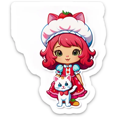 Strawberry shortcake with a cat sticker