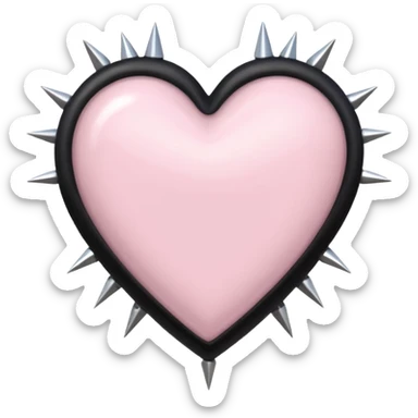 Light pink heart with black leather straps with silver spikes sticker