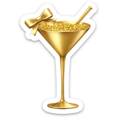 gold martini glass with gold bows sticker