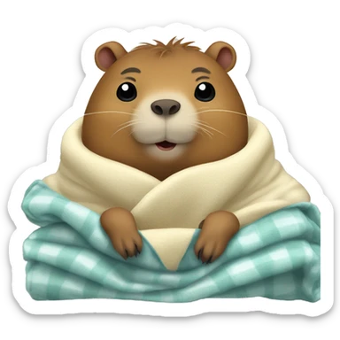 capybara in cozy blanket with hot mug sticker