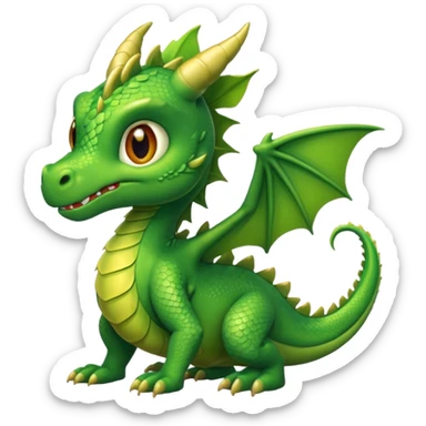 green small dragon making a squeak sound sticker