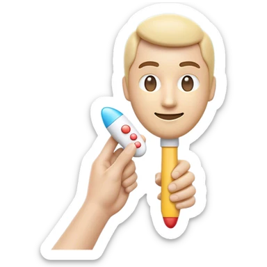 Clash of Clans aesthetic: Cinematic Playful Wii Nunchuk Portrait Emoji, rendered in a 3D vector-style similar to standard emojis with minimal shading and bold, simplified shapes. A compact, distinct form with signature details, softly glowing with a nostalgic gaming charm. Simplified yet unmistakably iconic, highly detailed and consistent, glowing with a soft radiance and high shine. Stylized with a touch of retro gaming magic and a soft glowing outline, capturing the essence of a beloved gaming relic with a friendly, playful manner! sticker