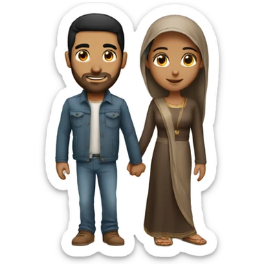 Arab guy with brown girl couple sticker