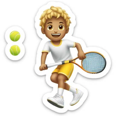 Niño morenito jugando tennis sticker