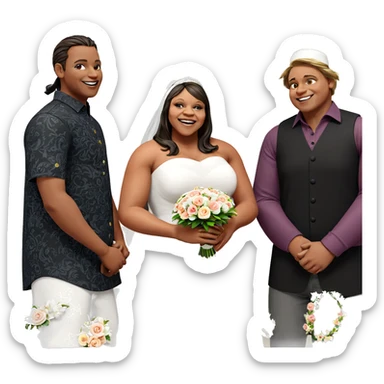 happy bride with bouquet sticker