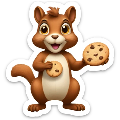a cooker squirrel holding a cookie sticker