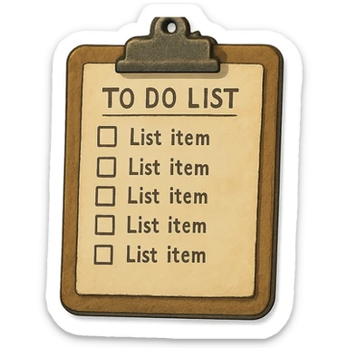 clipboard with list sticker