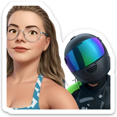 girl in motorcycle helmet sticker