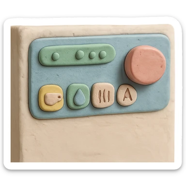 claymation style close-up of dishwasher control panel, soft lighting, pastel colors sticker