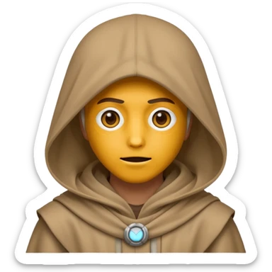 Jedi wearing hood emoji eyes covered sticker