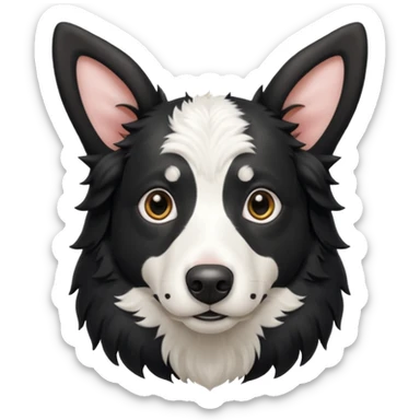 A black and white border collie has cow's horns. sticker