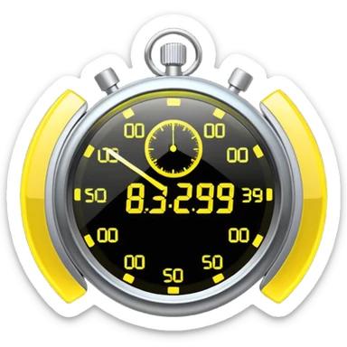 A futuristic holographic stopwatch glowing yellow sticker