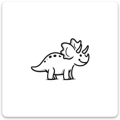 A hand-drawn toy triceratops with a silly grin and cute horns sticker