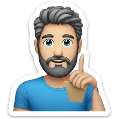 hombre ojos azules pelo gris barba de candado con paleta de colores en la mano sticker